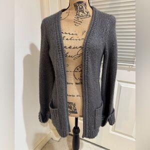 Trina Turk Charcoal gray Open Front shimmery Cardigan size s/m?
